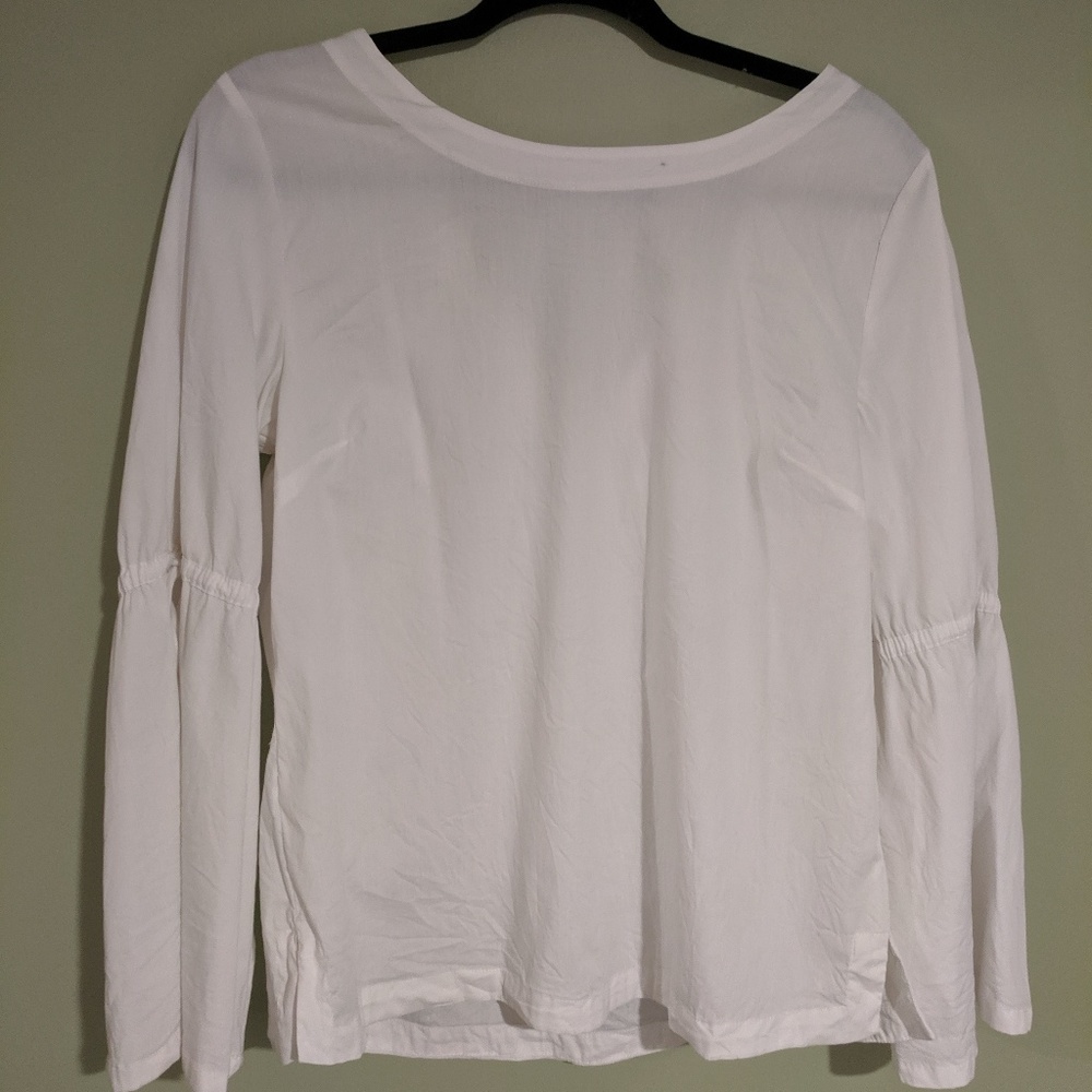 LOFT Medium bell sleeve white blouse